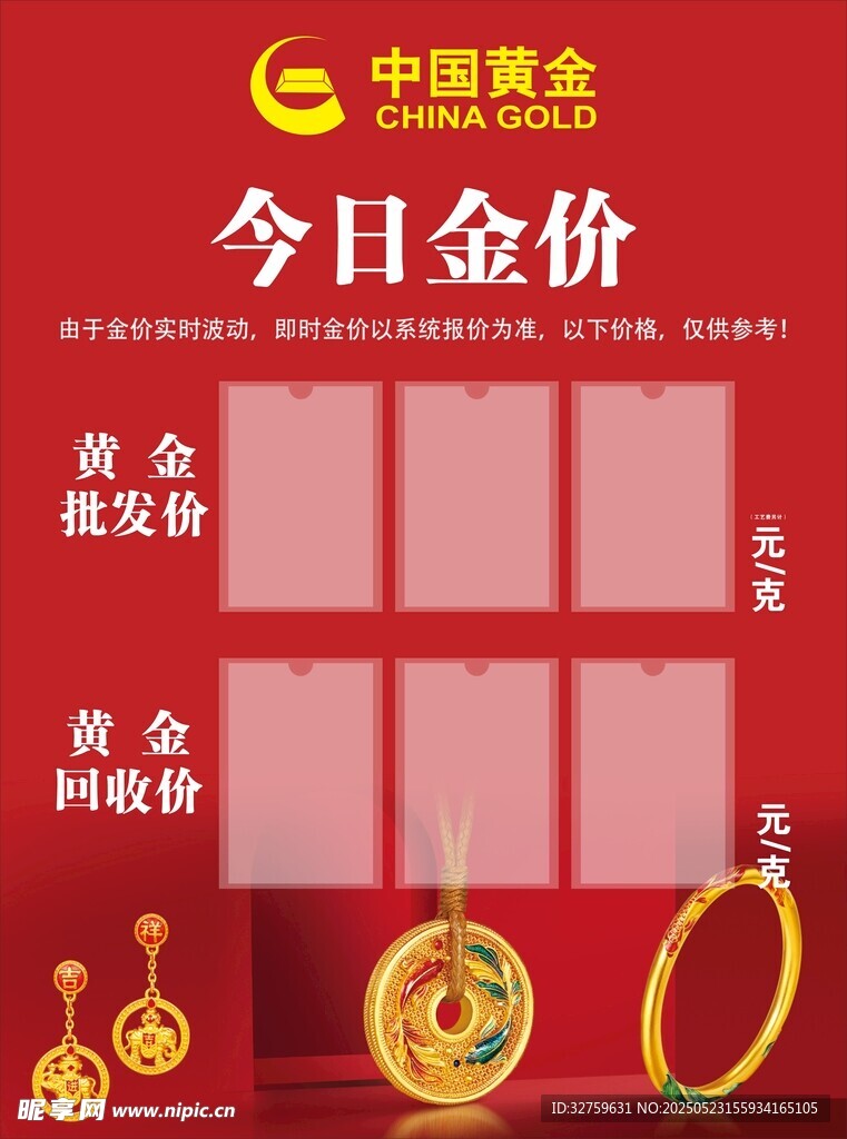 中国黄金今日金价