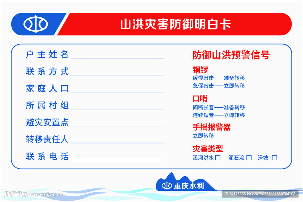 山洪灾害防御明白卡