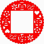 红色爱心花朵剪纸边框开关贴