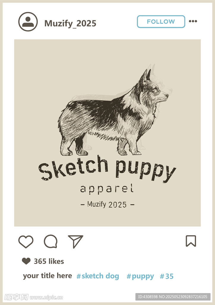 柯基犬 手绘稿