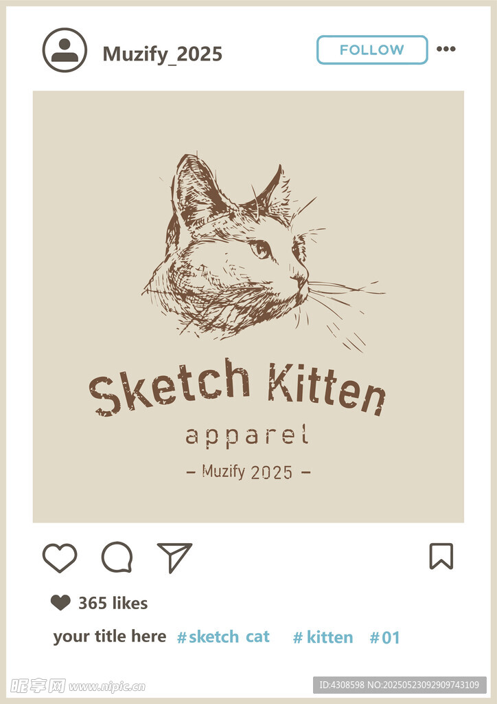 素描小猫头像