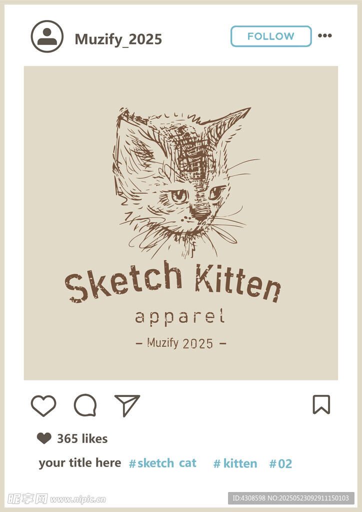 素描小猫头像