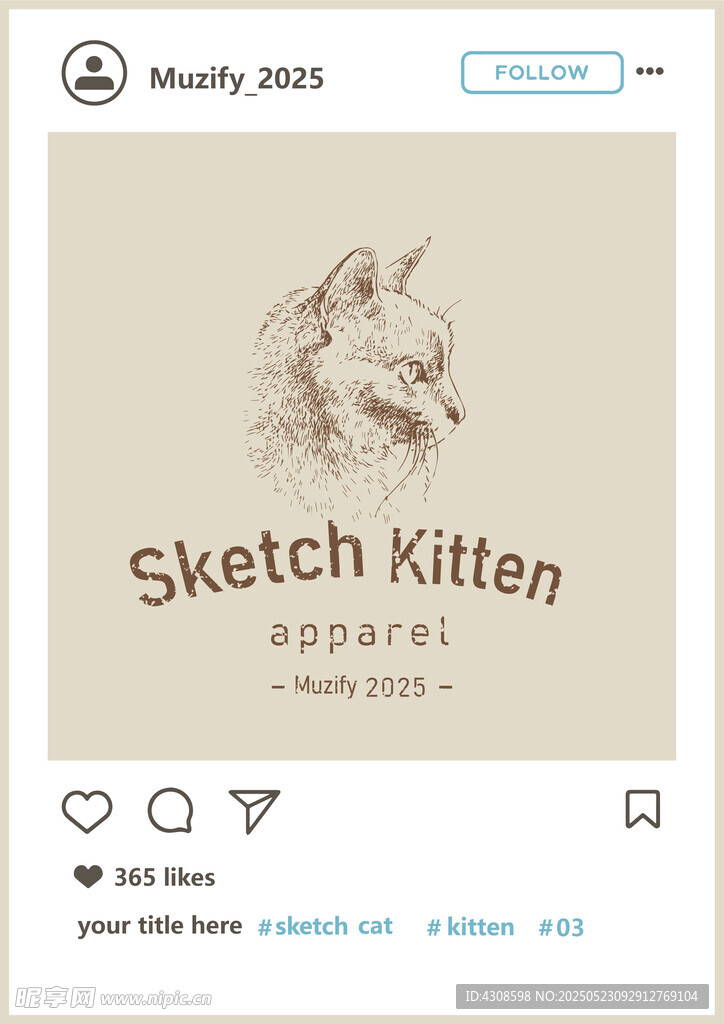 素描小猫头像