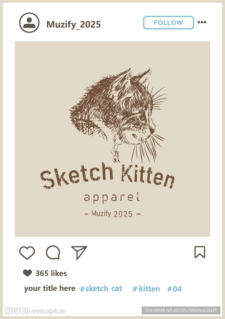 素描小猫头像