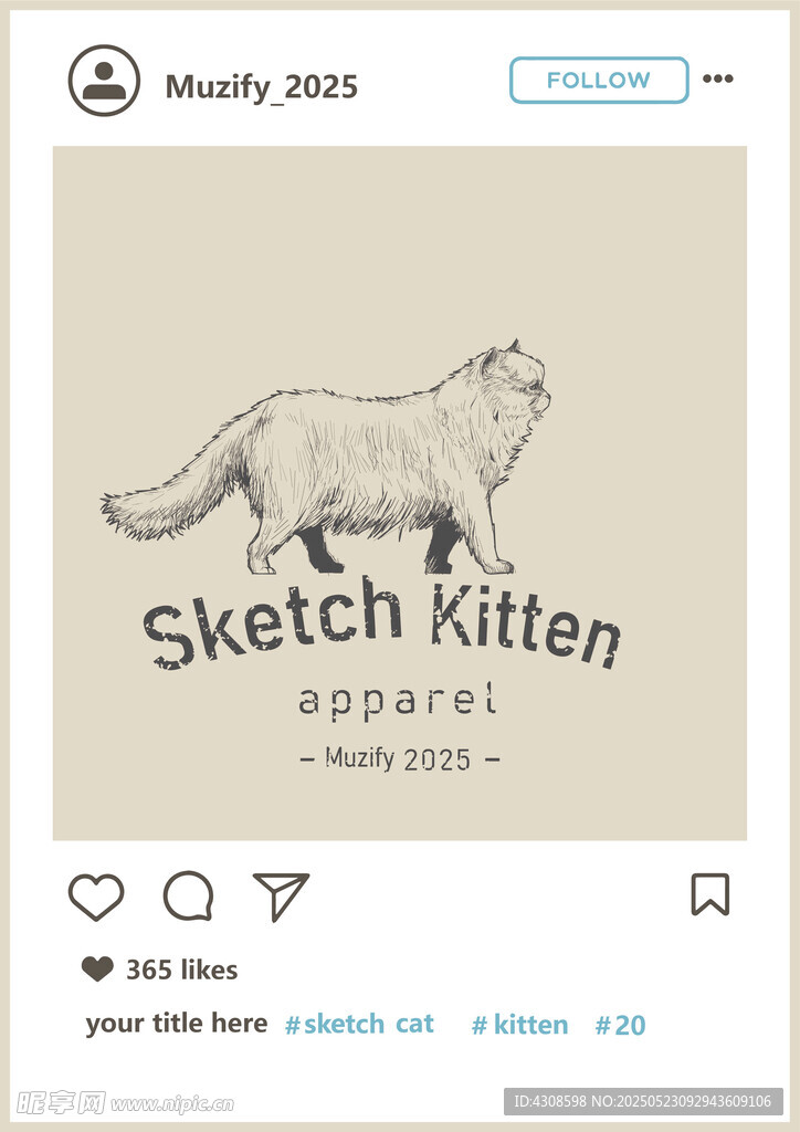 波斯猫 手绘稿