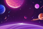 梦幻紫色系宇宙星球景观