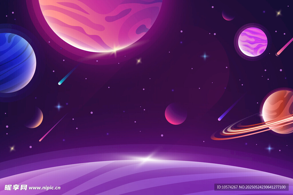 梦幻紫色系宇宙星球景观