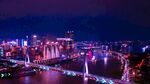 璀璨城市夜景跨江大桥