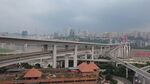 城市高架桥与传统建筑景观