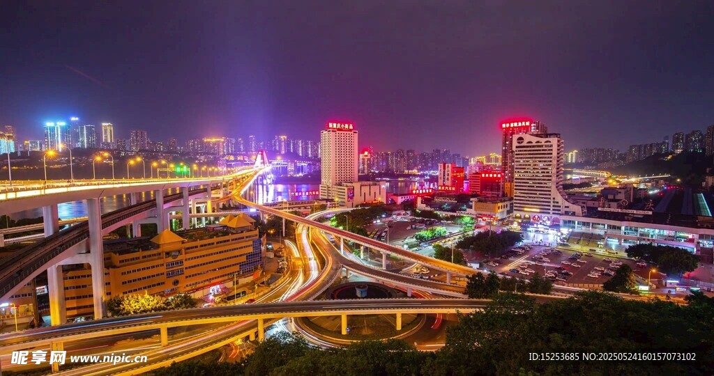 城市立交桥璀璨夜景