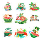 夏日西瓜主题欢乐插画