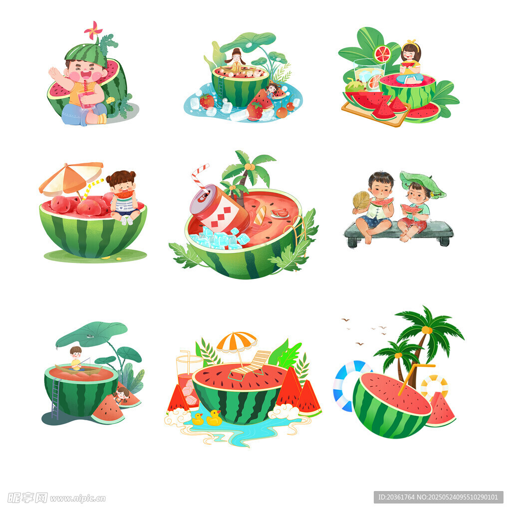 夏日西瓜主题欢乐插画