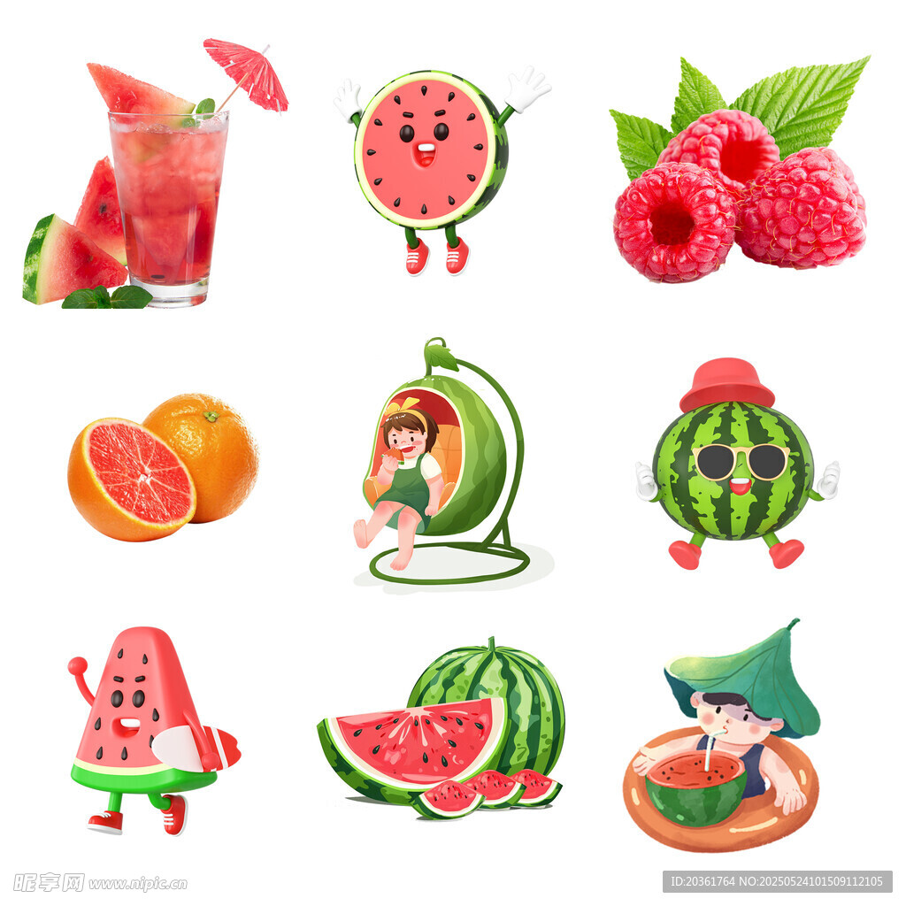 缤纷夏日水果插画集合