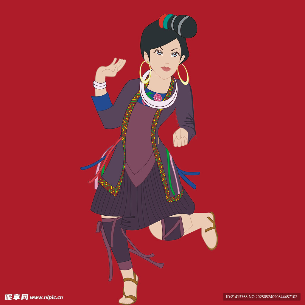 少数民族女子欢快起舞
