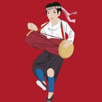 朝鲜族男子欢快击鼓表演
