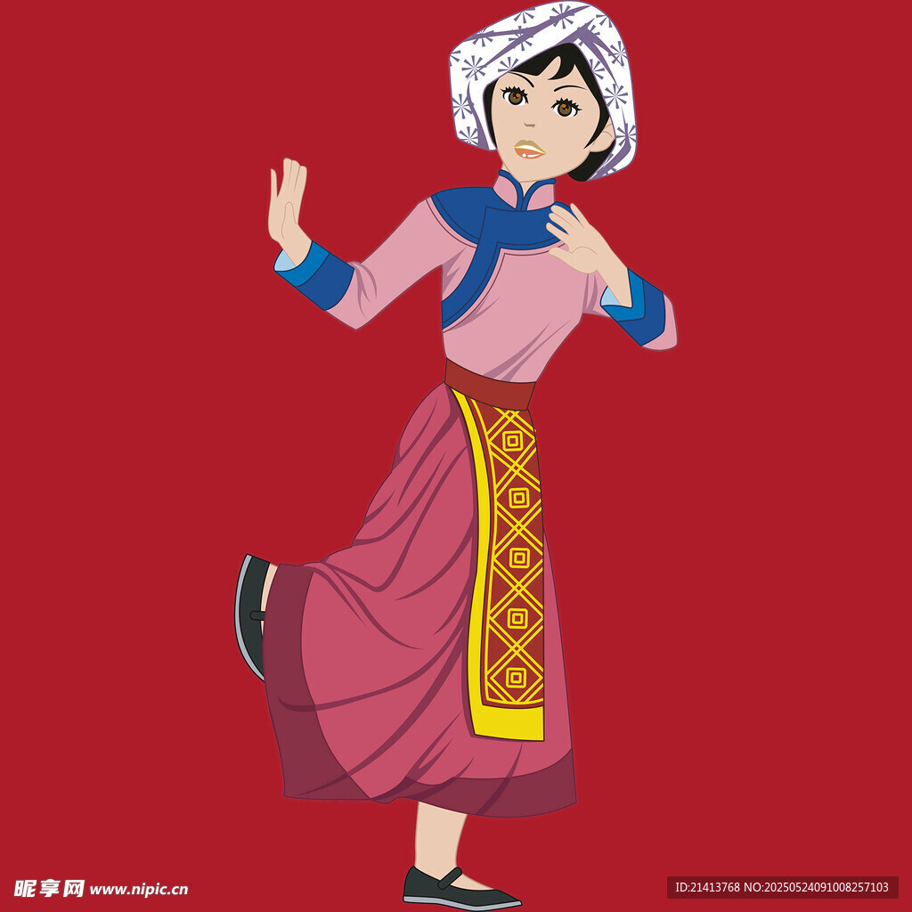 少数民族女子欢快起舞