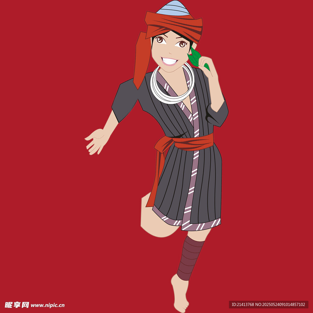 少数民族少女欢快起舞