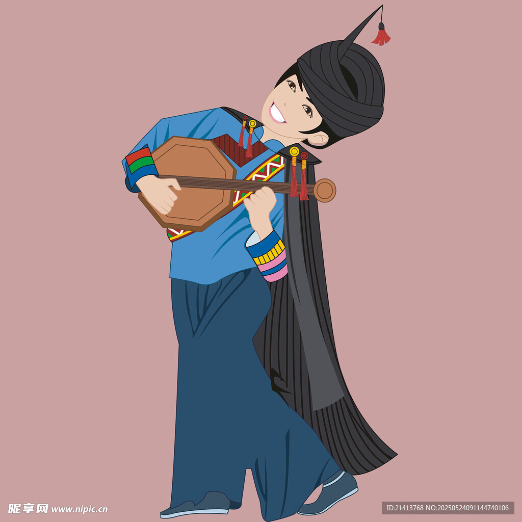 苗族女子背娃劳作场景
