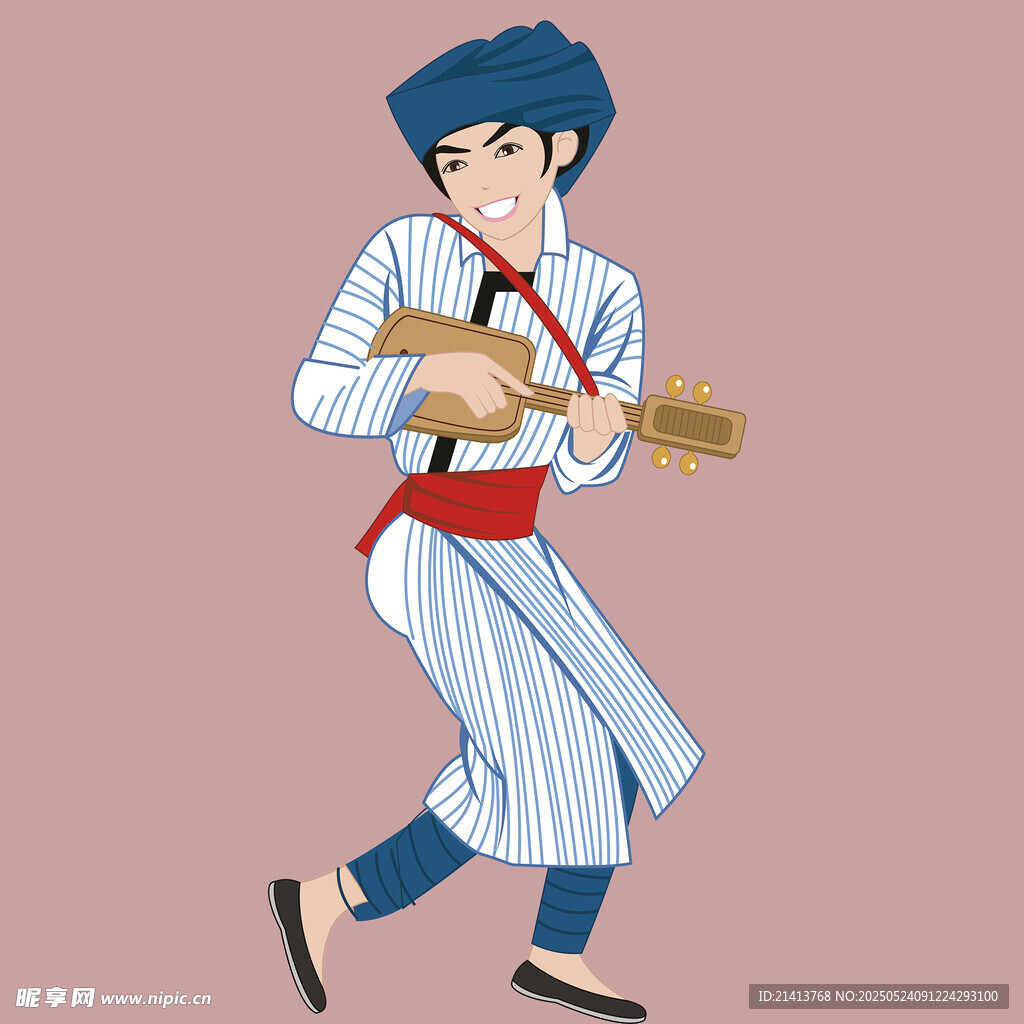 傣族男子持乐器欢快起舞