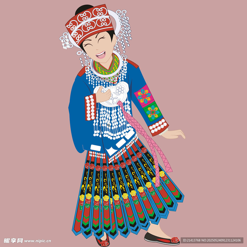 苗族女子传统服饰形象