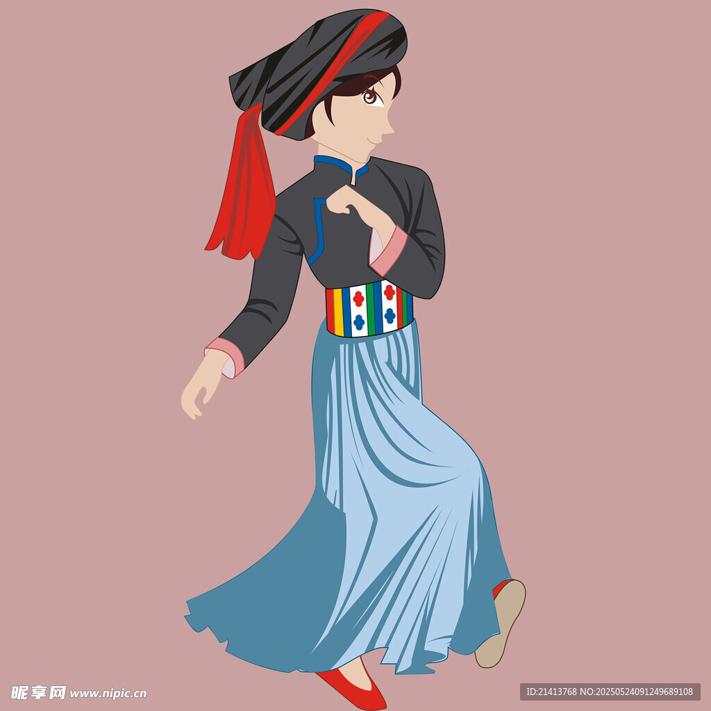 彝族女子优雅起舞