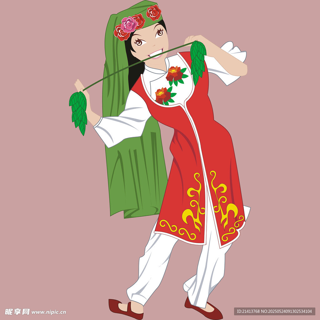 维吾尔族少女欢快起舞