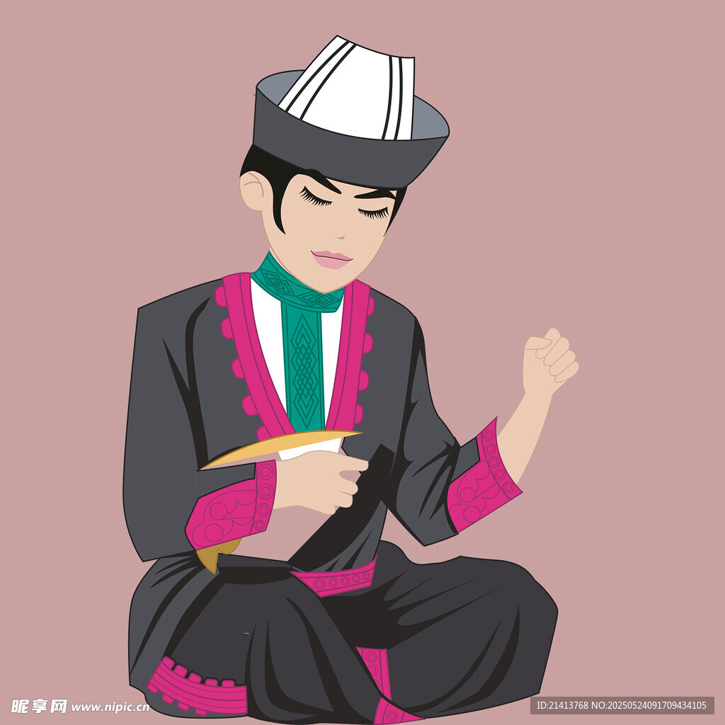 少数民族男子专注阅读