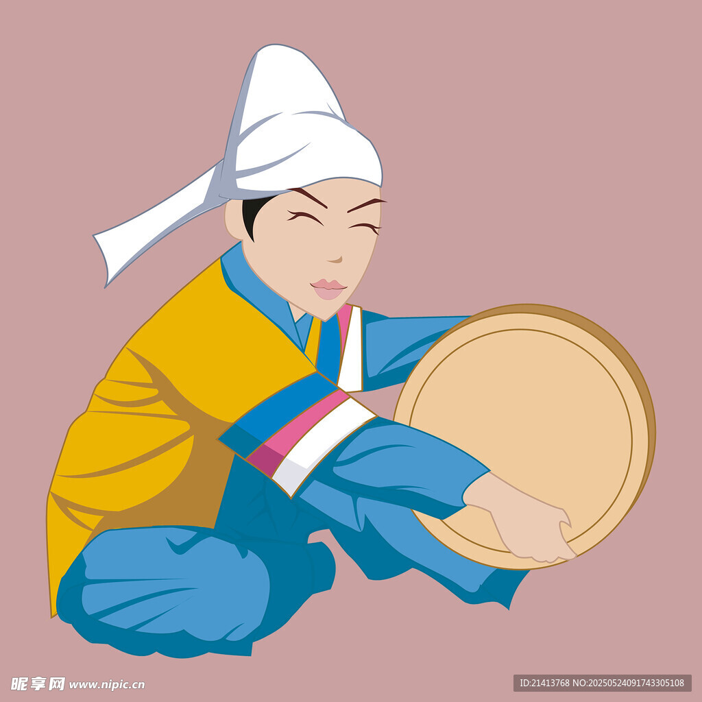 少数民族男子演奏手鼓