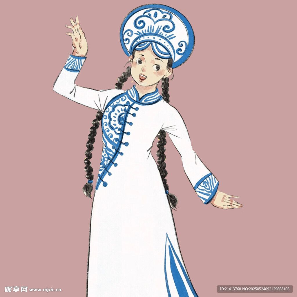 蒙古族少女传统服饰展示