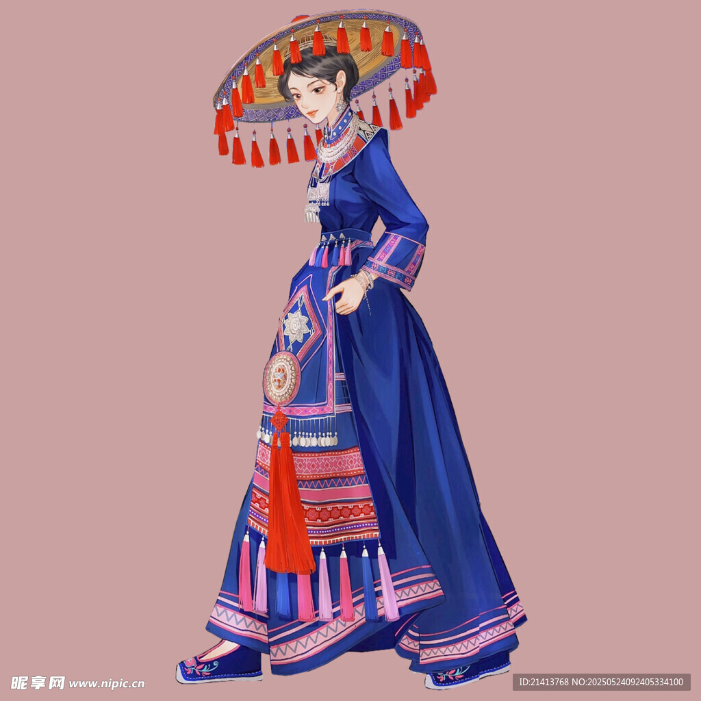 身着民族服饰的优雅女子
