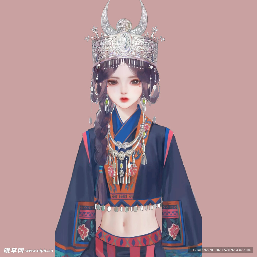 苗族少女精美服饰形象