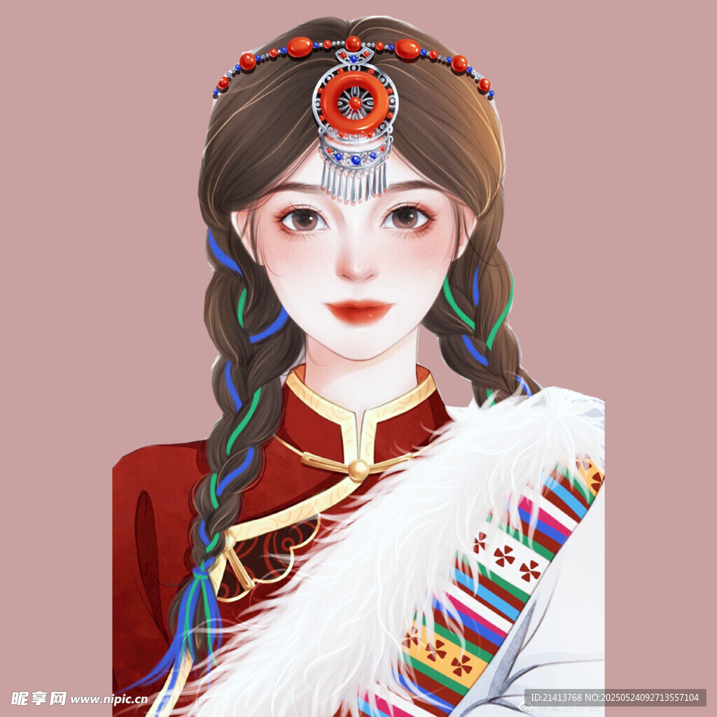 蒙古族少女传统服饰形象