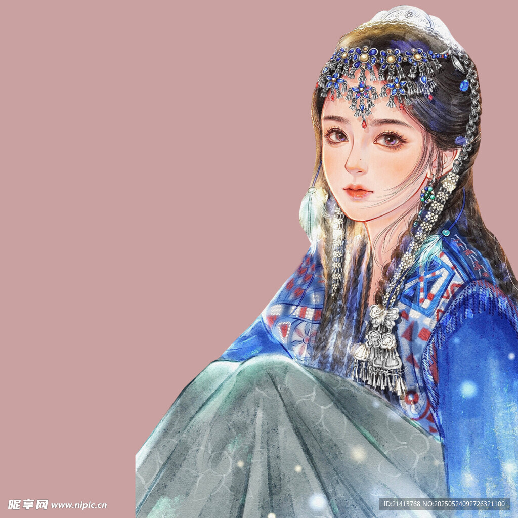 少数民族女子华丽服饰装扮