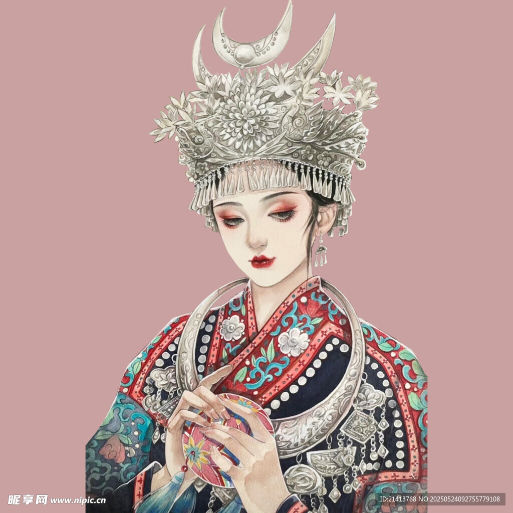 苗族盛装女子华丽造型