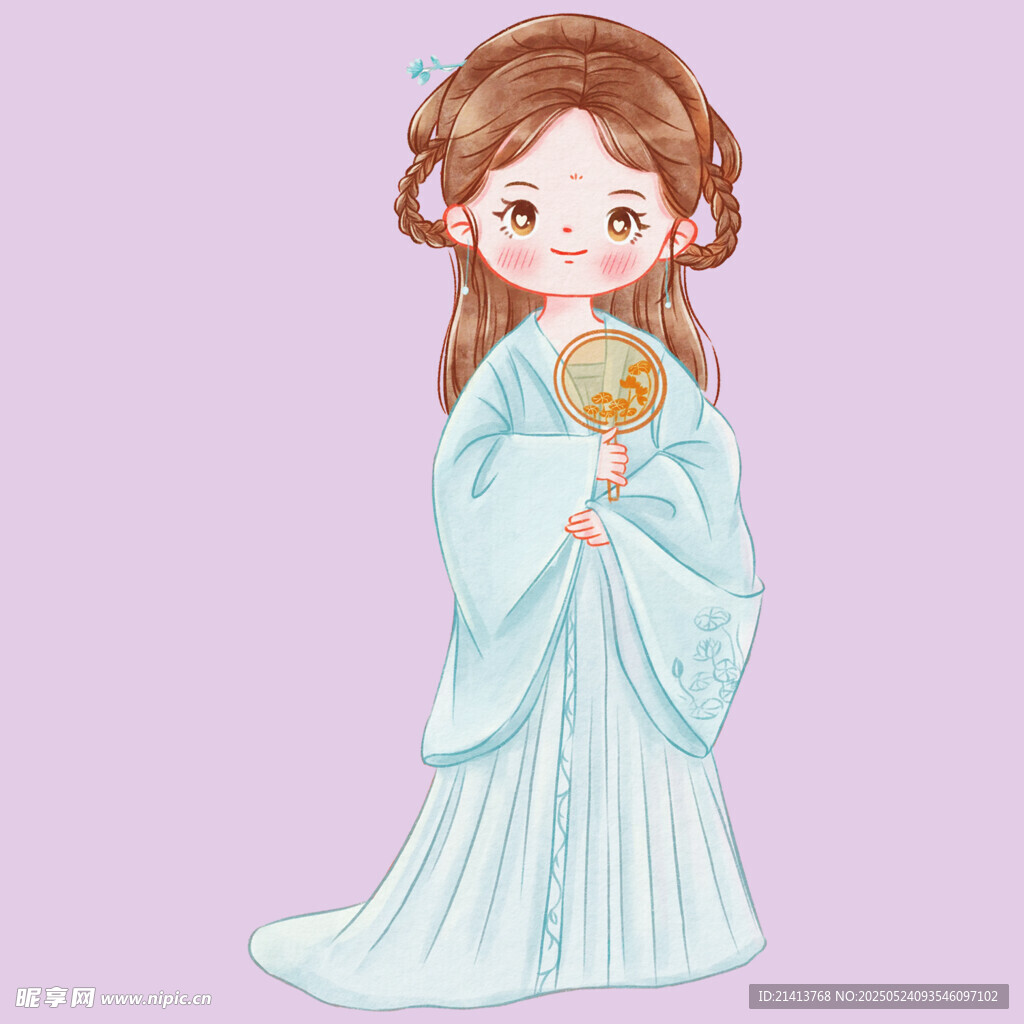 古风少女手持花饰