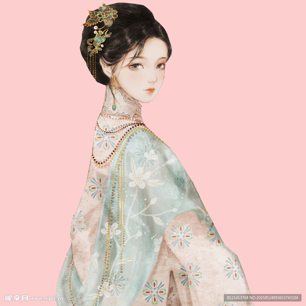 古风汉服女子优雅侧颜