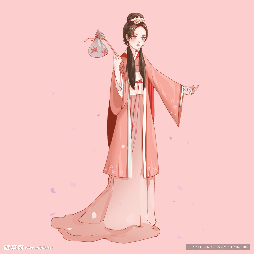 古风持灯汉服女子形象