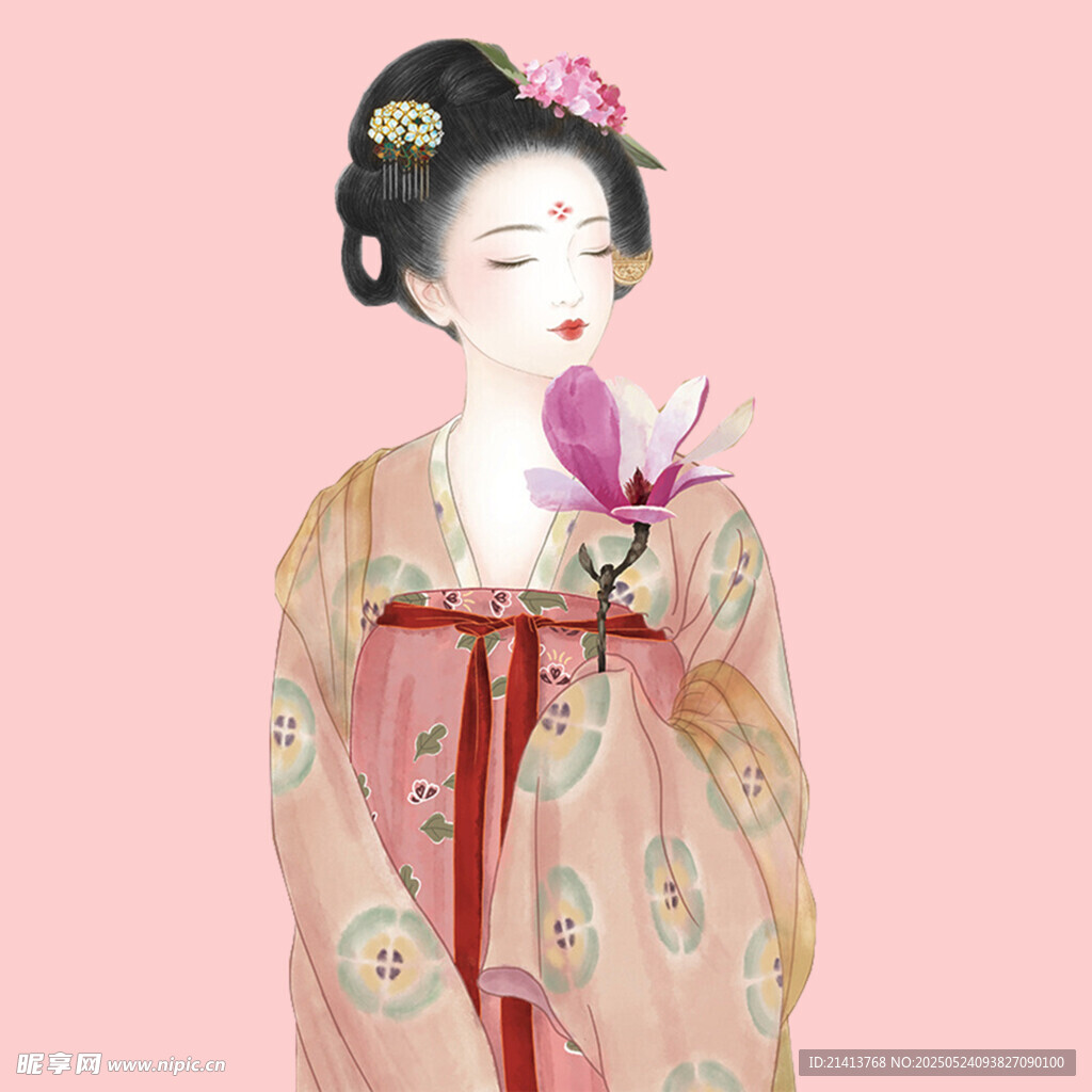 古风汉服女子手持蝴蝶