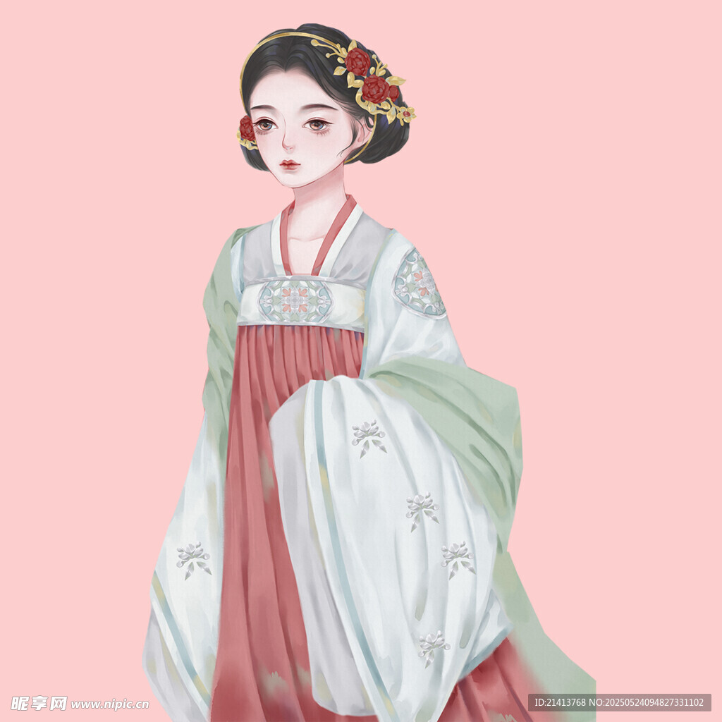 古风汉服女子优雅立像