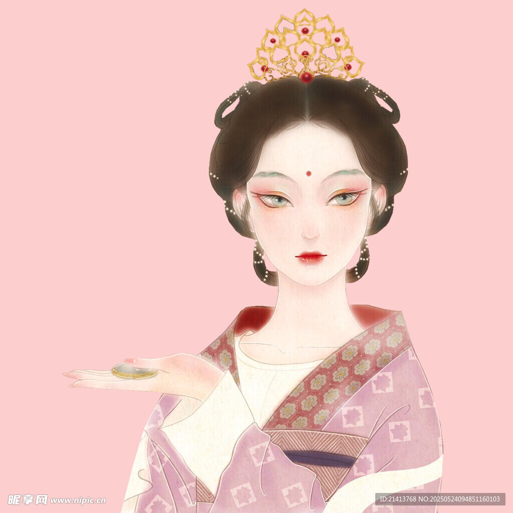 古风唐装女子优雅持物