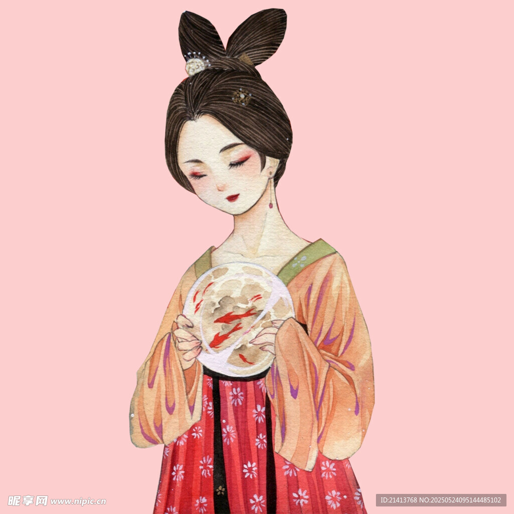 古风少女手持精致物件