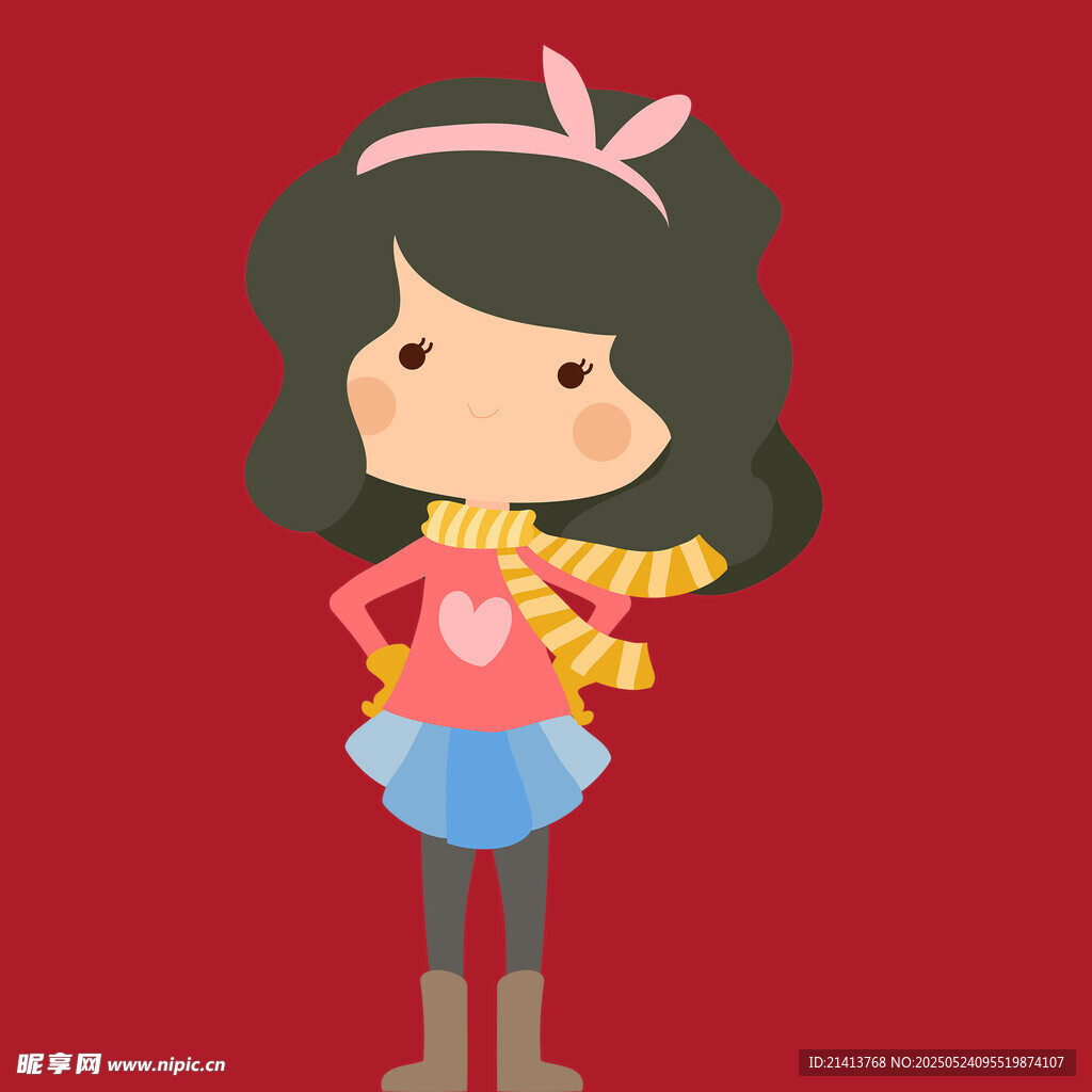 可爱女孩戴围巾甜美形象