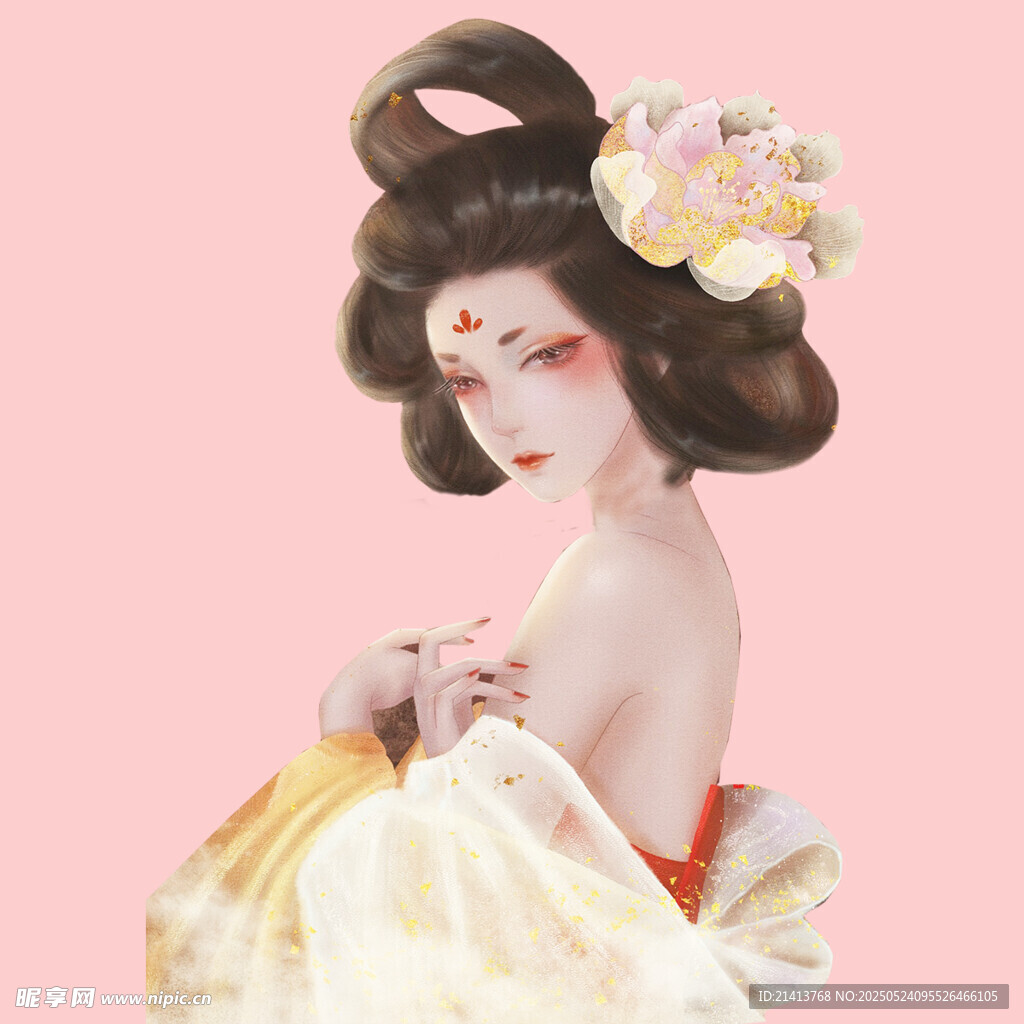 古风艺伎形象插画