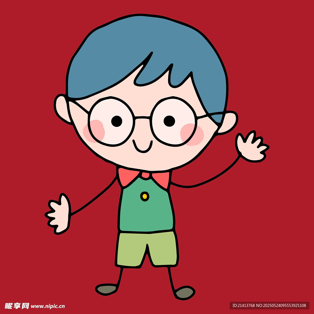 戴眼镜的可爱小男孩