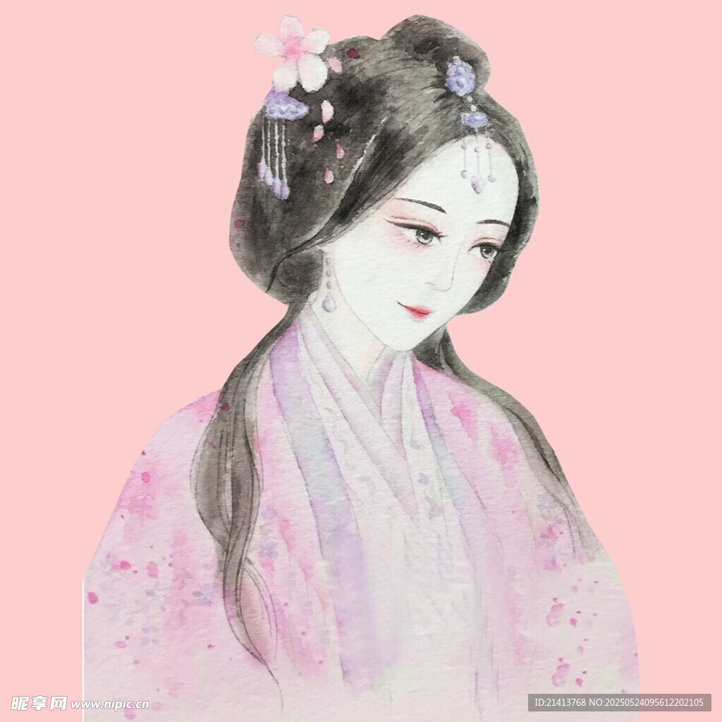 古风汉服女子优雅侧颜