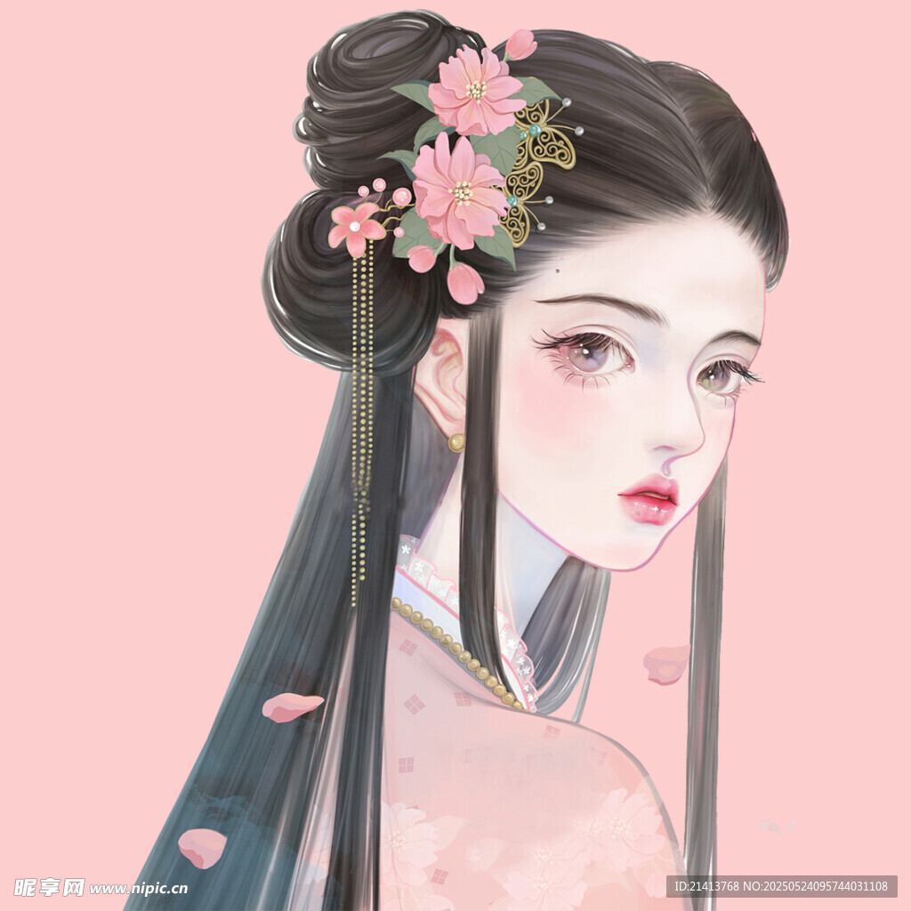 古风佳人簪花图