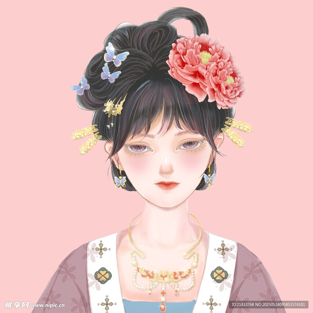 古风少女簪花扮相