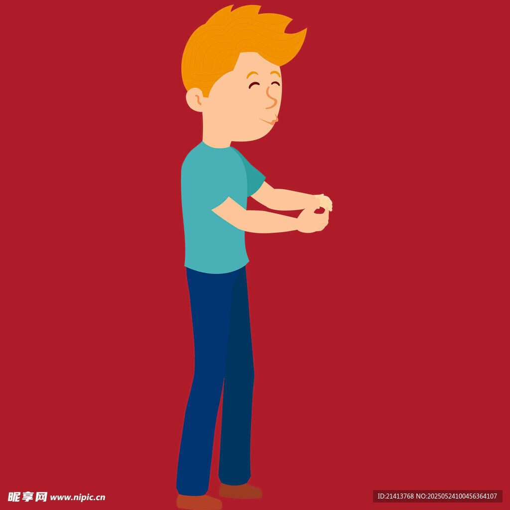 站立男子双手前伸姿势