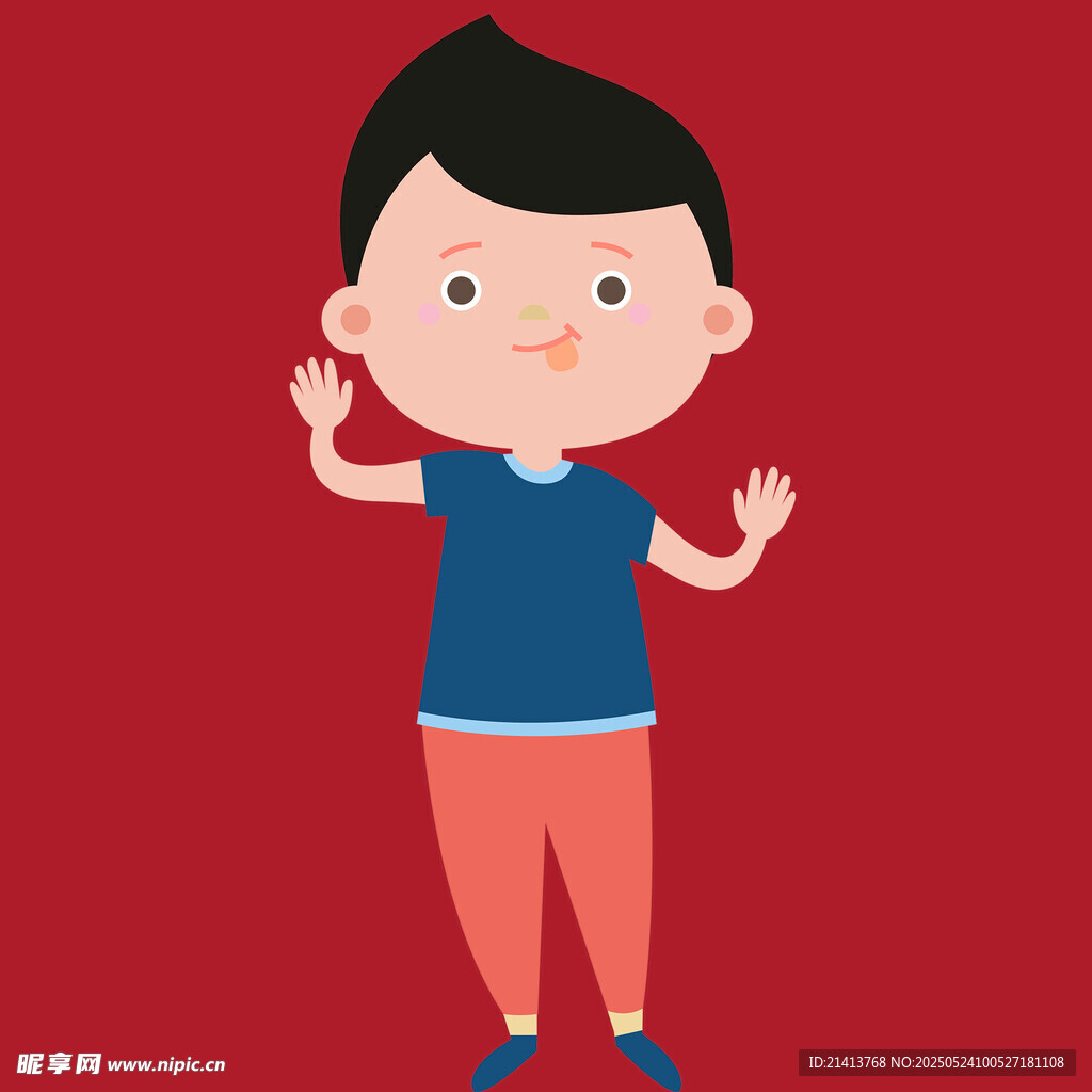 可爱小男孩挥手示意