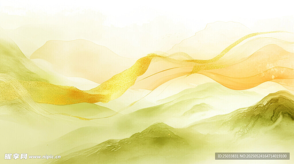 梦幻黄绿渐变山水背景图